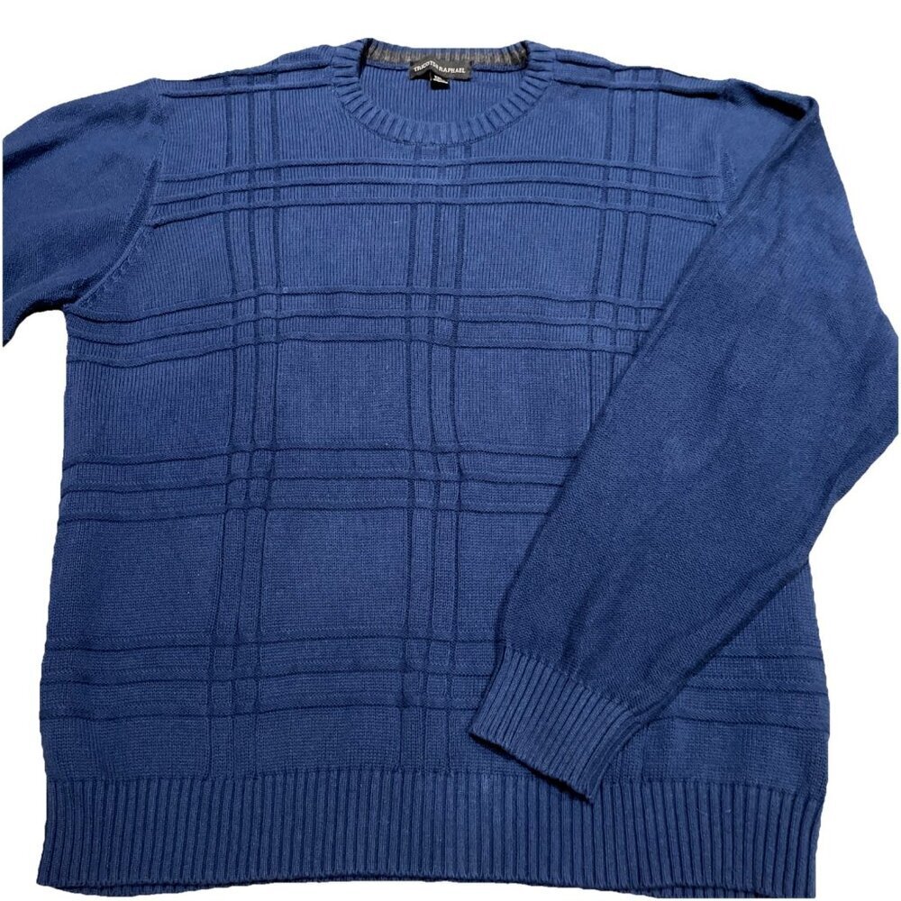 Tricots St Raphael Mens Pullover Sweater Size XXL Navy Textured Knit Classic